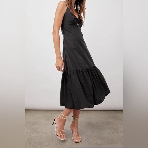 Rails Black Midi Dress with Bow Detail - Picture 2 of 16